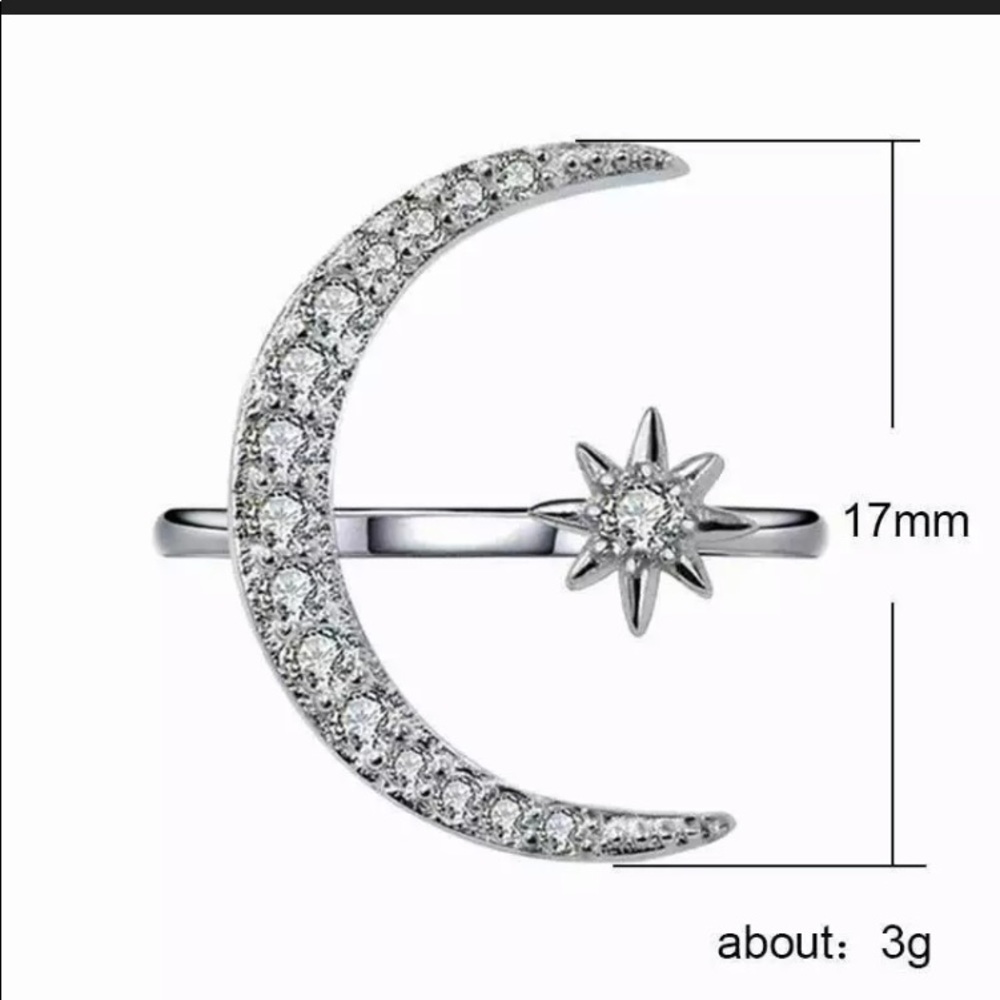LAST 1 925 Sterling Silver & White Sapphire Ring 🌙 ⭐️ - Picture 5 of 6